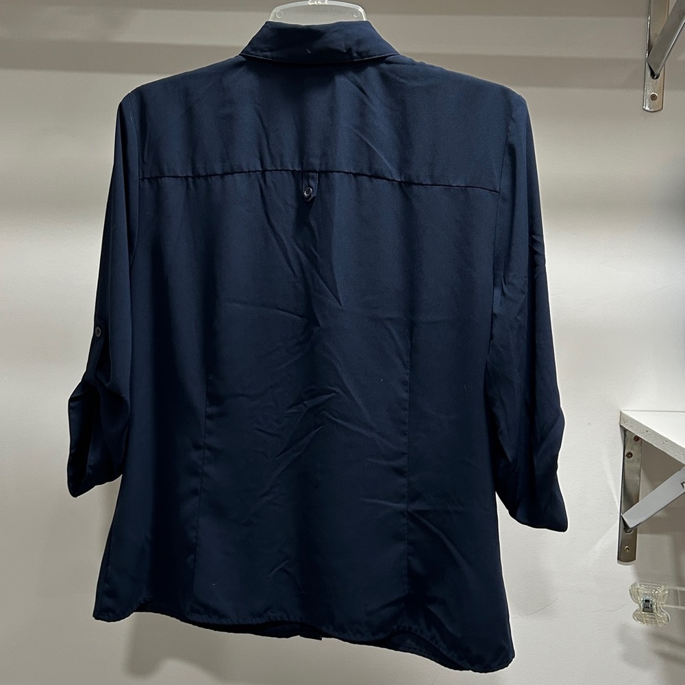 Laura Scott Navy Button Down Shirt - Picture 2 of 3